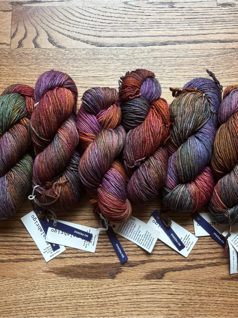 Malabrigo Rios Lot of 6 Worsted 862 Piedras Variegated 100% SW Merino Wool Fall